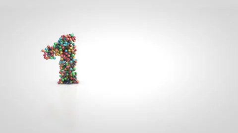 CountDown from 5 to 1 with moving a swarm of glossy colorful 3d balls Stock Footage 64708320