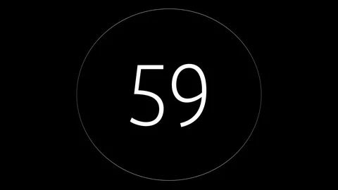 Countdown 60 to 0. Timer, chronometer on black background with white circle.  Stock Footage 99401501