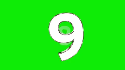 Countdown from 9 to 0 greenscreen Stock Footage 33420815