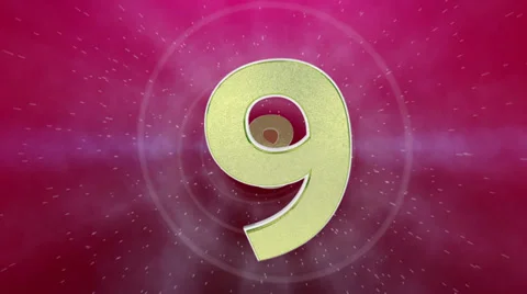 Countdown from 9 to 0 with red background Stock Footage 33420844