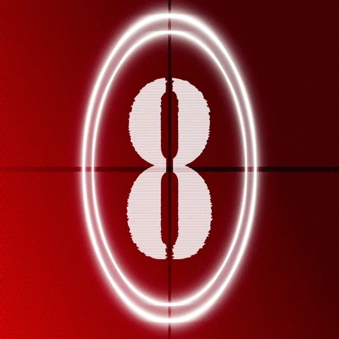 Countdown 9 to 0 Red Video stock 69597404