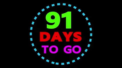 Countdown 91 days to go motion graphic Video stock 330441635