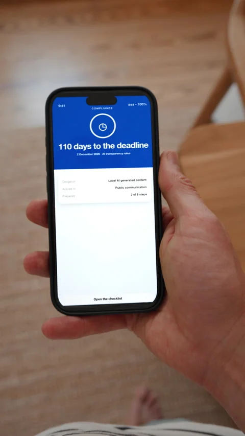 Countdown to the AI transparency deadline, vertical, getting ready for new Stock Footage 345403847