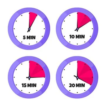 Countdown on analog clock face flat style design vector illustration icon sign Stock Illustration