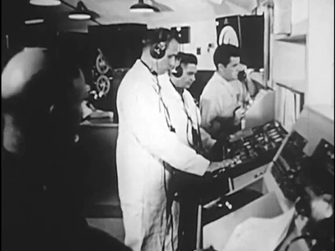 The countdown and launch of the Explorer 1 satellite, atop the Jupiter-C rocket, Stock Footage 74973663
