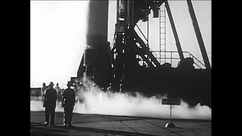 The countdown and launch of the Explorer 1 satellite, atop the Jupiter-C rocket, Stock Footage 84723282
