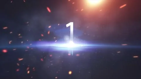 Countdown animation from 1 to 10 with explosion fire burning effect background Illustrazione stock