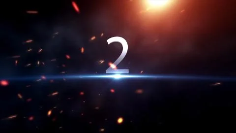 Countdown animation from 1 to 10 with explosion fire burning effect background Stock Illustration