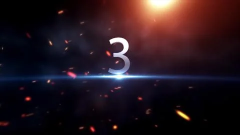 Countdown animation from 1 to 10 with explosion fire burning effect background Stock Illustration