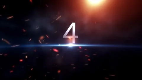 Countdown animation from 1 to 10 with explosion fire burning effect background Stock Illustration