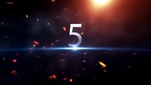 Countdown animation from 1 to 10 with explosion fire burning effect background Stock Illustration