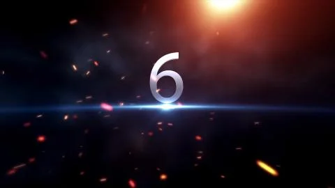 Countdown animation from 1 to 10 with explosion fire burning effect background Illustrazione stock