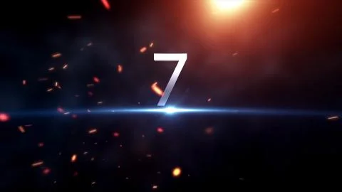 Countdown animation from 1 to 10 with explosion fire burning effect background Illustrazione stock