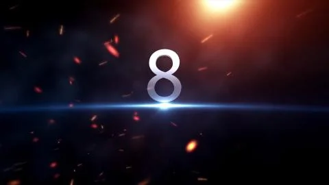 Countdown animation from 1 to 10 with explosion fire burning effect background Illustrazione stock