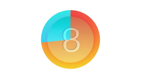 Countdown animation from 10 to 1, colourful circles on a white background Stock Footage 144050603