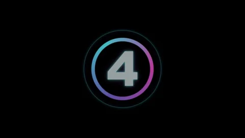 Countdown Animation Five to One Glowing Neon Ring Stock Footage 332695096