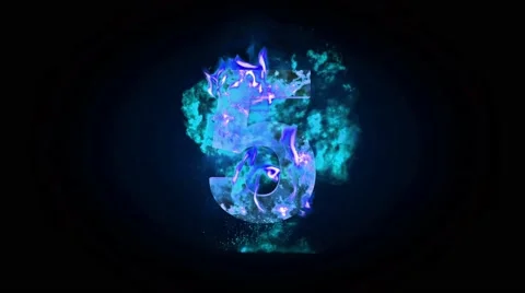 Countdown animation number 5 to 0 color changing explosion fire burning effect Stock Footage 61285345