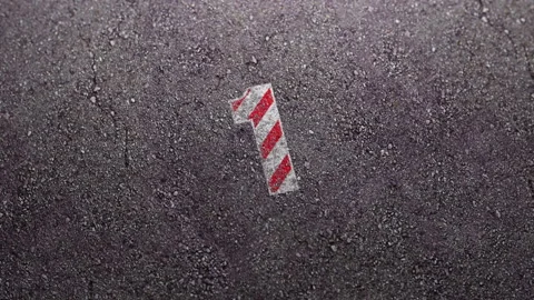 Countdown animation on the surface of the race track asphalt Stock Footage 170863243