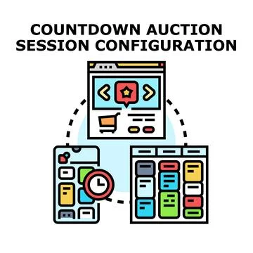 Countdown auction session configuration configuring online bidding 스톡 일러스트