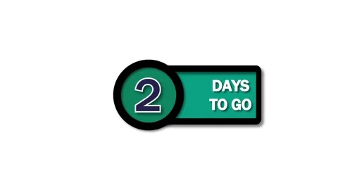 Countdown badge with 2 days to go text animated on a green and black backgr.. Stock Footage 260373411