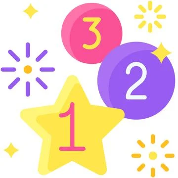 Countdown balloon icon, New year realated vector Stock Illustration
