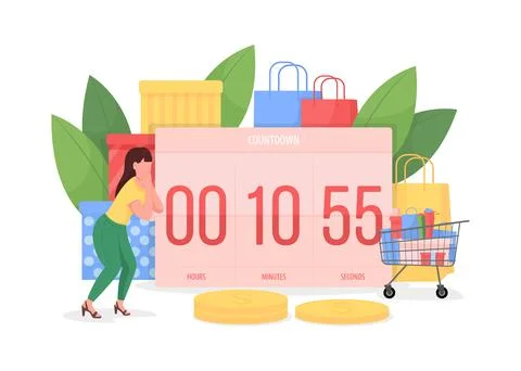 Countdown to Black friday flat concept vector illustration 库存插图