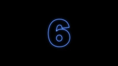 Countdown blue neon numbers on black background, neon Stock Footage 163008320