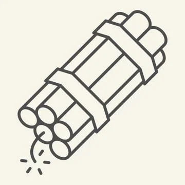 Countdown bomb thin line icon. Dynamite vector illustration isolated on white Stock Illustration