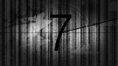 Countdown B&W Heavy Film Damage Stock Footage