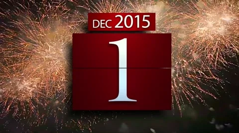 Countdown calendar the new year 2016 with fireworks Stockbeeldmateriaal 57726144
