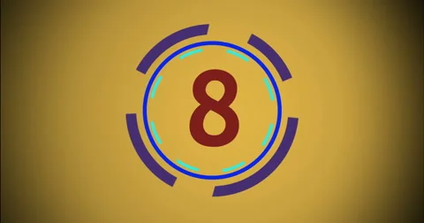 Countdown. Changing Numbers From 9 to on Yellow Background. Spinning Circle Stock Footage 68612549