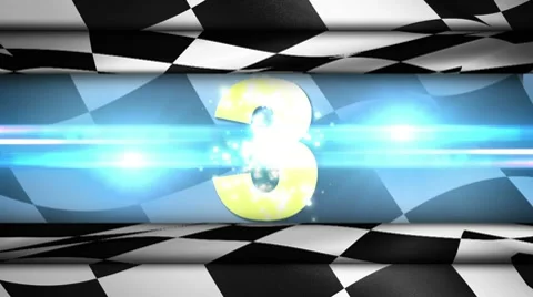 Countdown in Checker Flag 4 - HD1080 Stock Footage 10500021