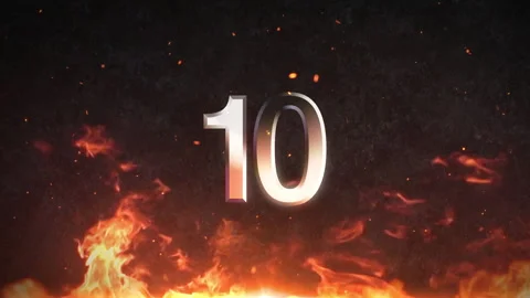 Countdown Cinematic Fire Flame Burning Movie Action Title Trailer Background Video stock 344412881