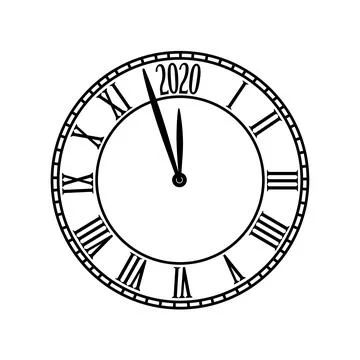Countdown on classical clock interface to New Year 2020. New year design conc Stock Illustration
