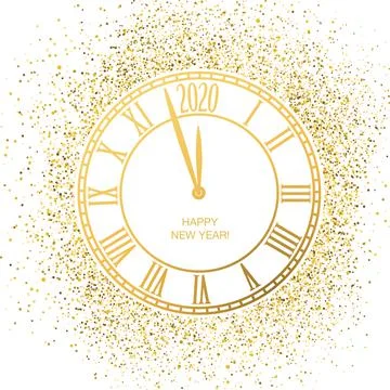 Countdown on classical clock interface to New Year 2020. New year golden desi イラスト素材
