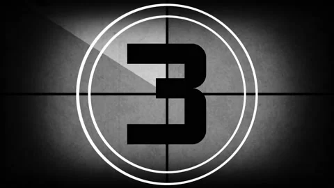 Countdown clock from 10 to 0. Monochrome universal countdown film leader Stock Footage 172191721