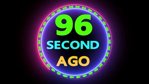 Countdown clock 96 seconds neon timer Video stock 330759407