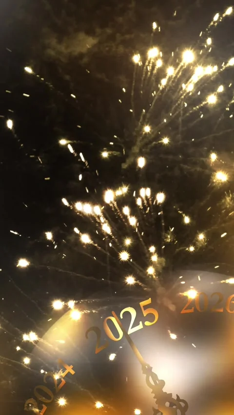 Countdown clock and firework for happy new year 2025 Stock Footage 281348637