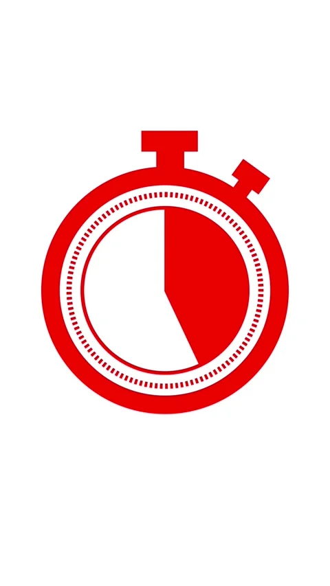 Countdown clock animation featuring a red timer hand moving clockwise from .. Stockbeeldmateriaal 331811617