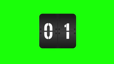 Countdown clock. Clock Flipping countdown animation on Green screen Stock Footage