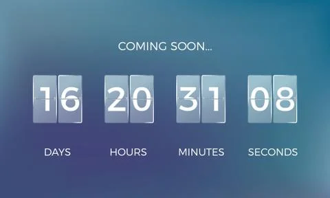 Countdown clock. Coming soon time remaining count down. Vector illustration Illustrazione stock