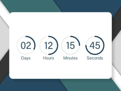 Countdown clock counter timer. UI app digital count down circle board meter w Stock Illustration
