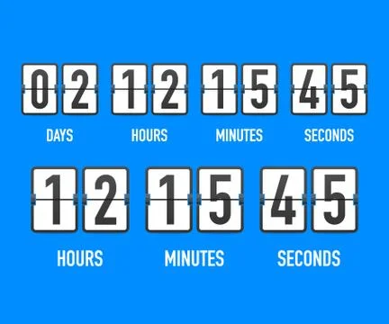 Countdown clock counter timer. UI app digital count down circle board meter w Stock Illustration