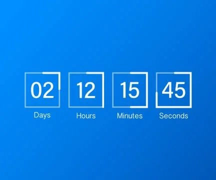 Countdown clock counter timer. UI app digital count down circle board meter w Stock-Illustration