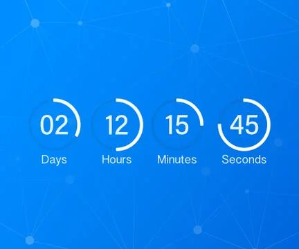 Countdown clock counter timer. UI app digital count down circle board meter w Stock Illustration
