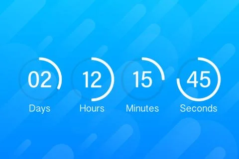 Countdown clock counter timer. UI app digital count down circle board meter w Stock Illustration