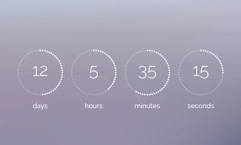 Countdown clock counter timer. Vector digital count down circle board with ci Stock Illustration