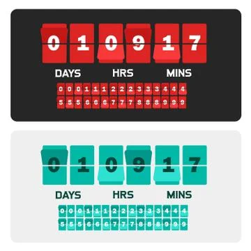 Countdown clock digits board New year and Christmas sale timer. Number counter Stock Illustration
