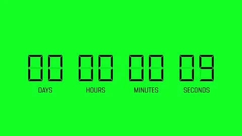 Countdown clock isolated on green background Stock Footage 138281584