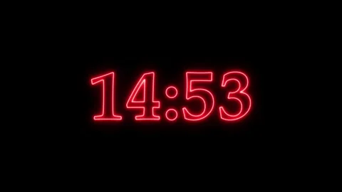 Countdown clock neon red numbers descending fifteen minutes flat. Stock-Footage 337520696